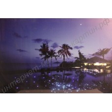 Картина с LED подсветкой: дом на берегу моря, выполненная на холсте